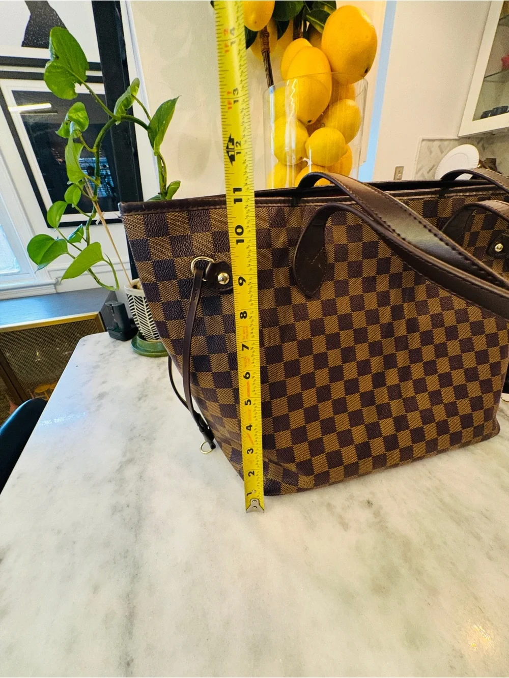 Fashion Brown Checkered Tote Bag - Classic Pattern - Picture 7 of 8
